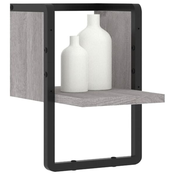 vidaXL Wall Shelf with Bar Grey Sonoma 20x25x30 cm