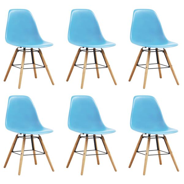 vidaXL Dining Chairs 6 pcs Blue Plastic