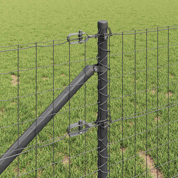 vidaXL Fence with Posts Grey 0.4 x 50 m Steel