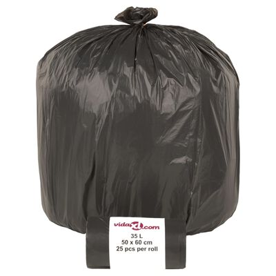 vidaXL Bin Bags 250 pcs Black 35 L