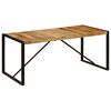 vidaXL Dining Table | Brown and Black | Solid Mango Wood and Powder-Coated Steel