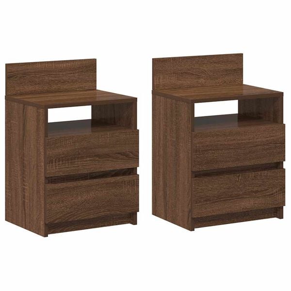 vidaXL Bedside Cabinets 2 pcs with 2 Drawers Brown Oak 40x33x60 cm