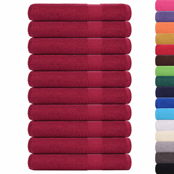 vidaXL Towels "FROGN" 10 pcs Bordeaux 100x200 cm 360 gsm