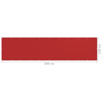 vidaXL Balcony Screen Red 120x500 cm HDPE