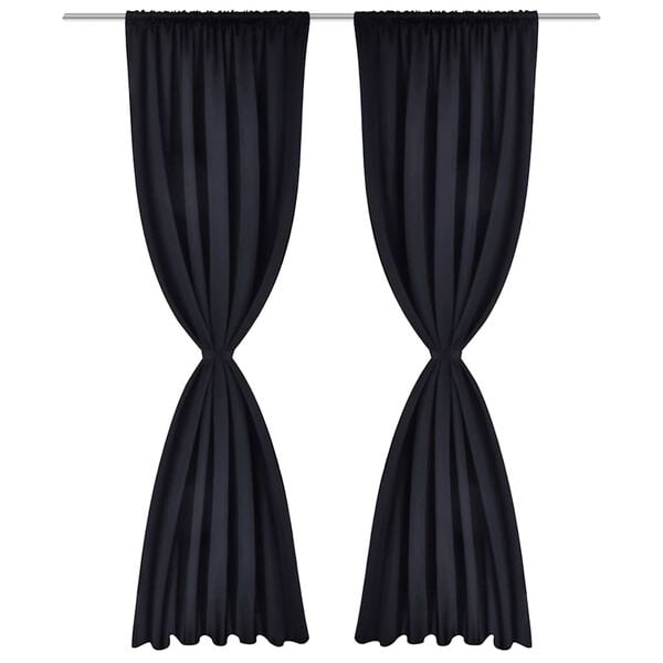 2 pcs Black Slot-Headed Blackout Curtains 135 x 245 cm