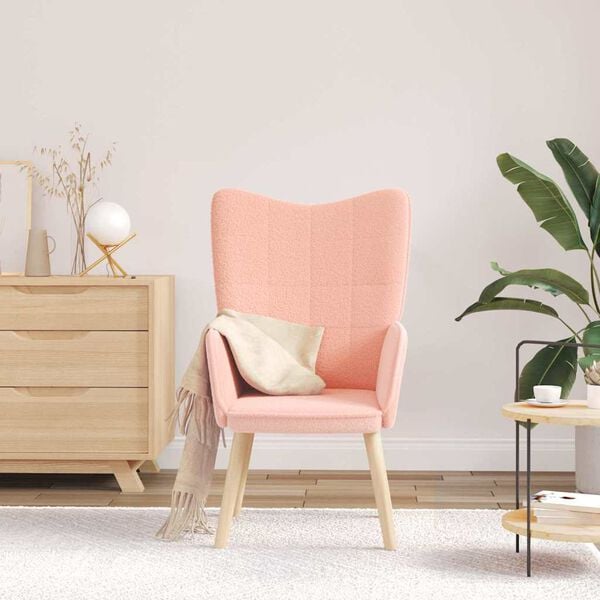 vidaXL Armchair Pink 62 x 67 x 95.5 cm Sherpa Fabric