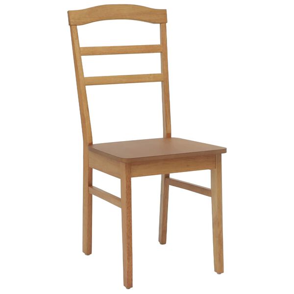 vidaXL Dining Chair 2 pcs Natural Solid Rubber Wood