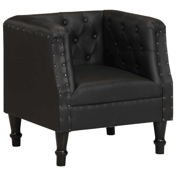vidaXL Armchair Black Real Leather