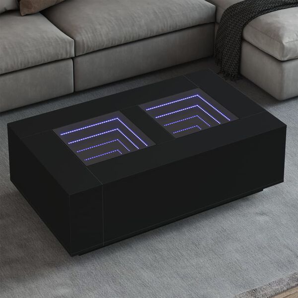 vidaXL Coffee Table with Infinity LED Black 116x69x40 cm
