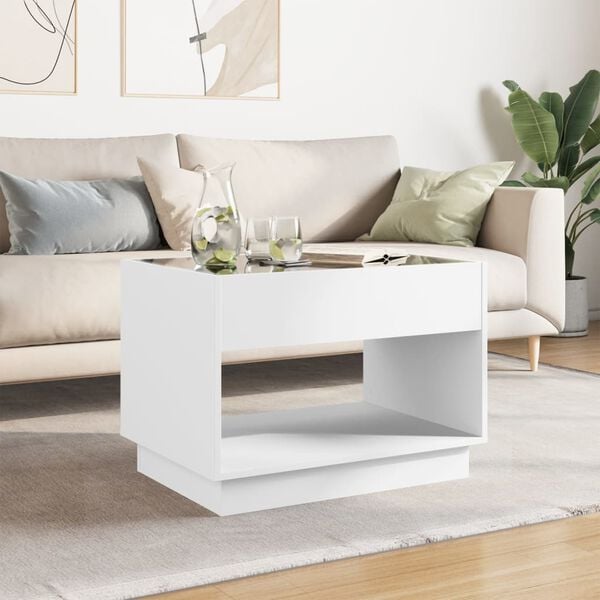 vidaXL Coffee Table with Infinity LED White 70x50x50 cm