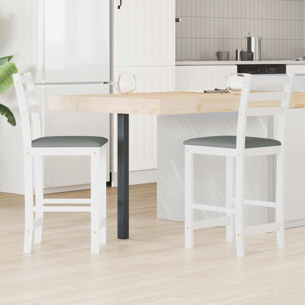 vidaXL Dining Chairs 2 pcs White 40 x 47.5 x 99.5 cm Solid Rubber Wood