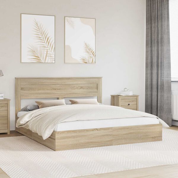 vidaXL Storage Bed with Drawer Sonoma Oak 180 x 200 cm Engineered Wood