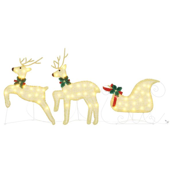 vidaXL LED Reindeers 3 pcs Warm White Fabric