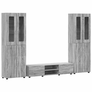 vidaXL TV Cabinet Set with Drawer FLORIN Grey Sonoma Engineered Wood
