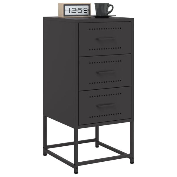vidaXL Bedside Cabinet Black 36x39x78 cm Steel