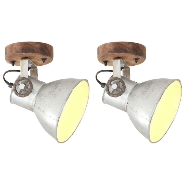 vidaXL Industrial Wall/Ceiling Lamps 2 pcs Silver 20x25 cm E27