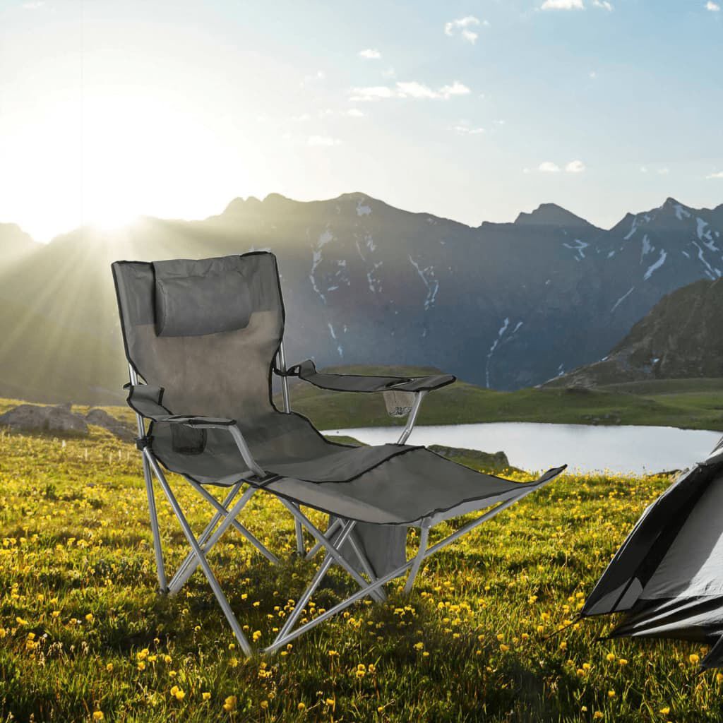 HI Luxury Camping Chair with Foot Rest Anthracite vidaXL