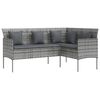 vidaXL L-shaped Couch Sofa with Cushions Poly Rattan Grey