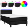 vidaXL Box Spring Bed with Mattress&LED Black 80x200cm Fabric