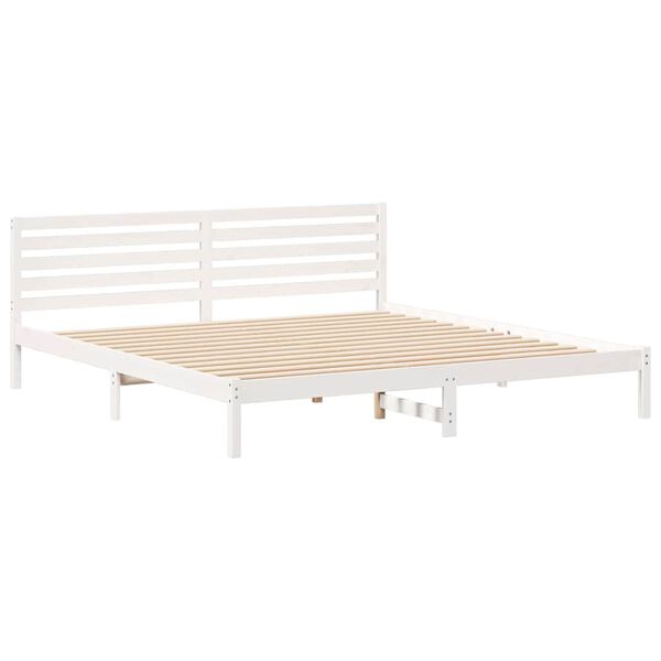 vidaXL Bed Frame with Headboard White 200 x 210 cm Solid Pine Wood