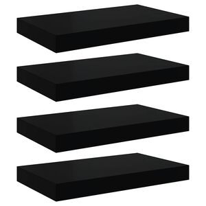 vidaXL Floating Wall Shelves 4 pcs High Gloss Black 40x23x3.8 cm MDF