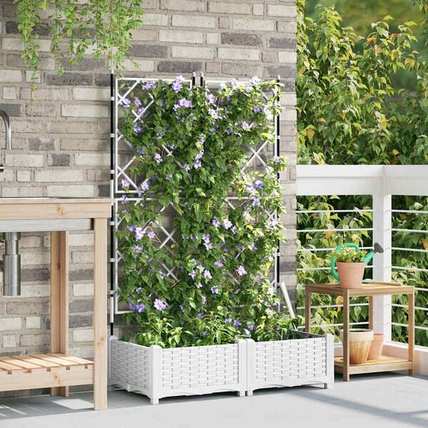 vidaXL Garden Planter 2 pcs White 80 x 40 x 125.5 cm Steel