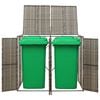vidaXL Double Wheelie Bin Shed Grey 140x80x117 cm Poly Rattan