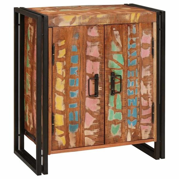 vidaXL Bedside Cabinet Multicolour Solid reclaimed wood