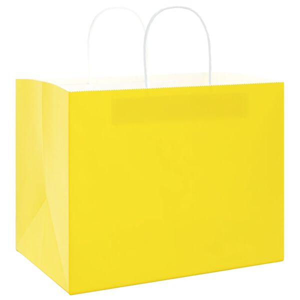 vidaXL Paper Bags 50 pcs with Handles Yellow 32x22x24 cm