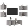vidaXL 6 Piece TV Wall Units with LED Grey Sonoma Engineered Wood