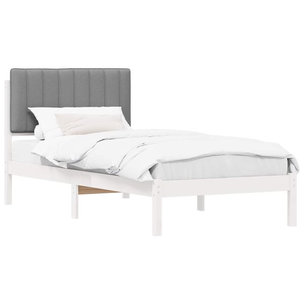 vidaXL Bed Frame with Upholstered Headboard Light Grey 90 x 190 cm