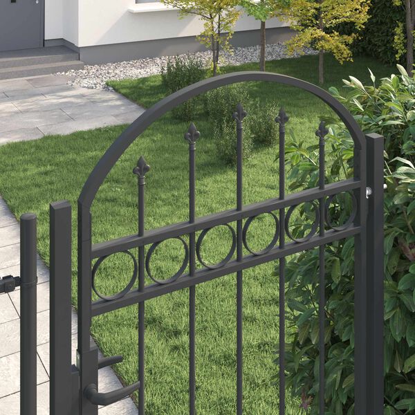 vidaXL Fence Gate Assen with Arched Top Steel 102x200 cm Black