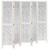 vidaXL Room Divider 5 Panels White Solid Wood Paulownia