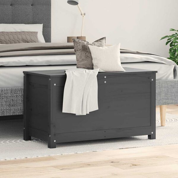 vidaXL Storage Box Grey 80x40x45.5 cm Solid Wood Pine