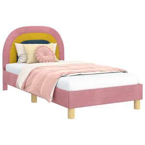 vidaXL Children's Bed Frame with Headboard Pink 80 x 160 cm Velvet