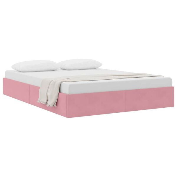 vidaXL Storage Bed with Mattress with Storage Pink 140 x 190 cm Velvet