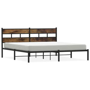 vidaXL Metal Bed Frame without Mattress Smoked Oak 200x200 cm