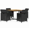 vidaXL Garden Dining Set | Black | PE rattan, steel, solid acacia wood | Medium