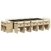 vidaXL Garden Dining Set | Beige | PE rattan | Large | Foldable