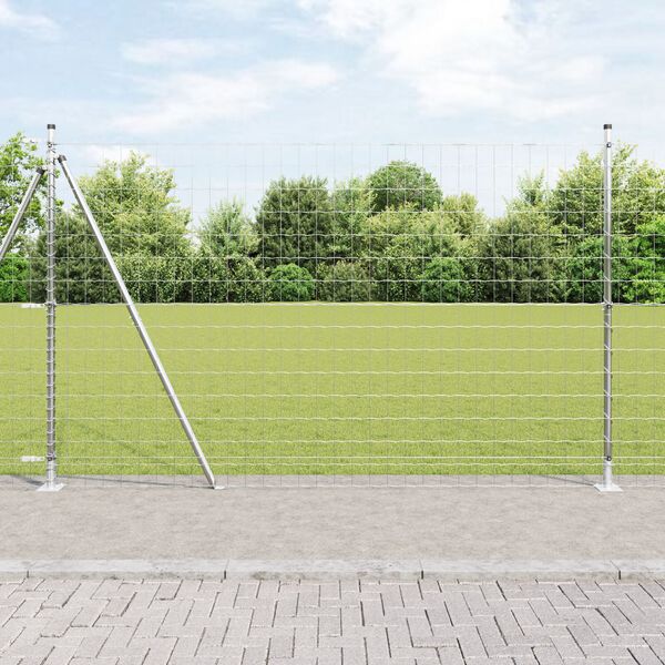 vidaXL Fence with Posts Silver 1.6 x 10 m Steel