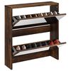 vidaXL Shoe Cabinet with Mirror 2-Layer Smoked Oak 63x17x67 cm