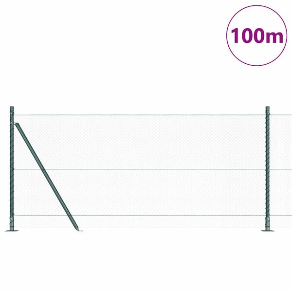 vidaXL Fence Post Green 100 x 1 m (13 mm mesh) Steel and PVC