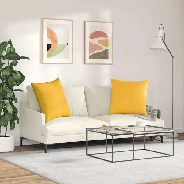 vidaXL Sofa Pillows 2 pcs Light Yellow 80 x 80 cm Corduroy Fabric