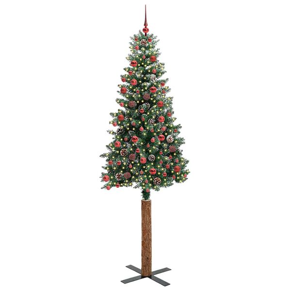 vidaXL Slim Christmas Tree Green 210 cm PVC and Solid Pine wood