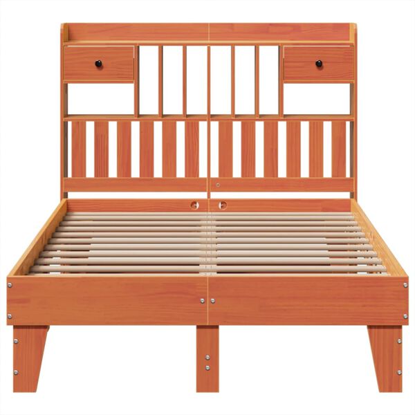 vidaXL Bed Frame without Mattress Wax Brown 135x190 cm Solid Wood Pine