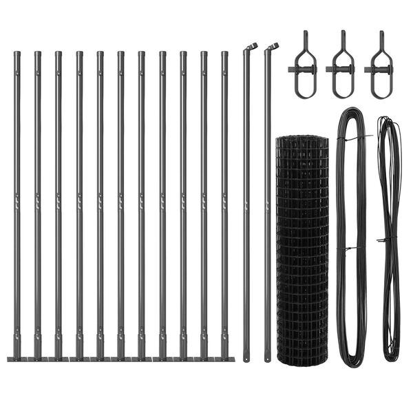 vidaXL Fence with Posts Grey 0.8 x 25 m Steel