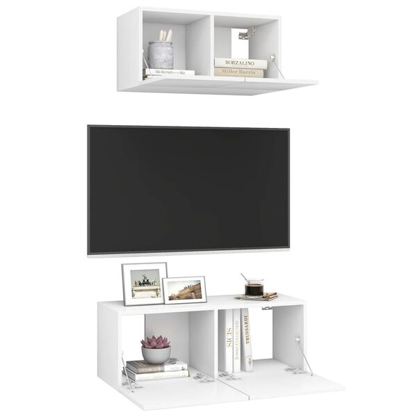 vidaXL 2 Piece TV Cabinet Set White Engineered Wood