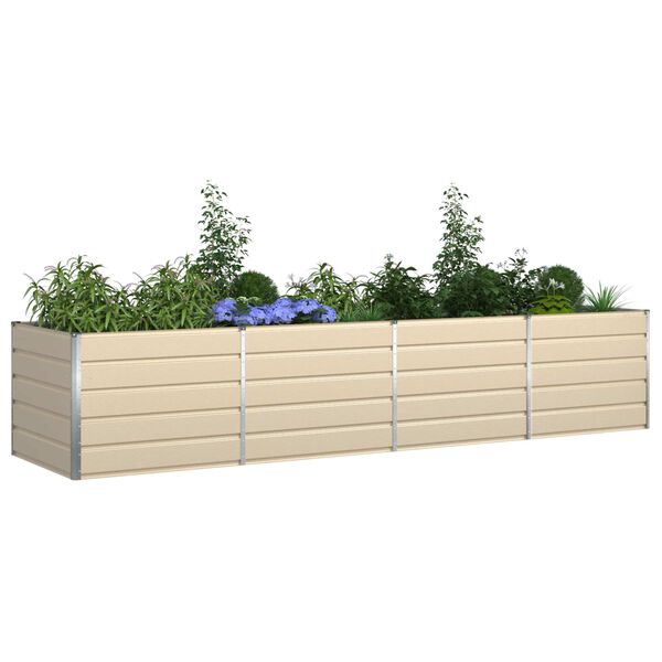 vidaXL Planter Ivory 385 x 100 x 75 cm Galvanised Steel