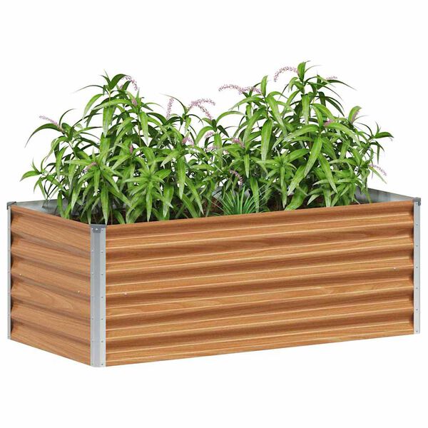 vidaXL Garden Raised Bed Light Brown 98 x 50 x 36 cm Galvanised Steel