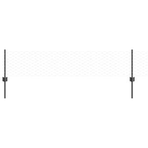 vidaXL Hexagonal Fence with Post 10 x 0.4 m PVC-Coated Steel Grey Mesh